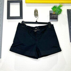 Mossimo Cuffed Shorts - Black, Stretch, 98% Cotton - Size 6